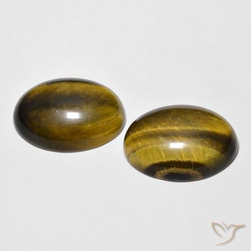 Tiger's Eye Gemstones in 16 x 12 mm (calibrated) Size for Sale, Tiger's Eye Stones in Warm Brown Color