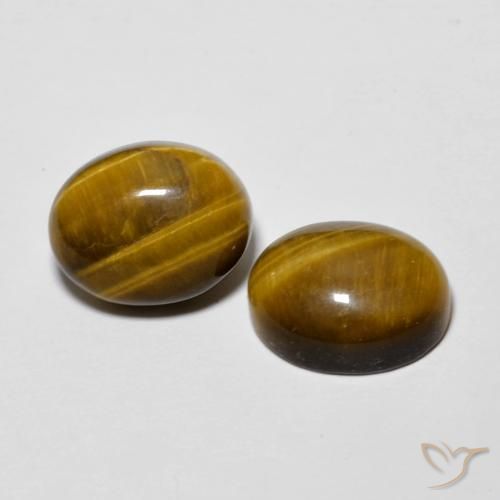 6.01 ctw Brown Tiger's Eye Stones, Natural Tiger's Eye in Oval Cabochon Shape for Sale