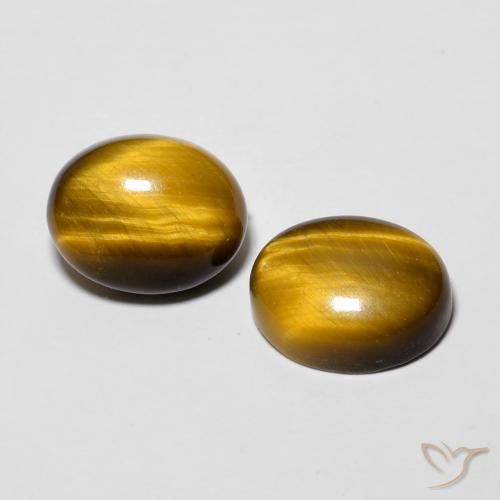 5.76 ctw Brown Tiger's Eye Stones, Natural Tiger's Eye in Oval Cabochon Shape for Sale