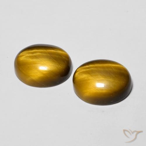 Tiger's Eye Gemstones in 10 x 8 mm (calibrated) Size for Sale, Tiger's Eye Stones in Medium Brown Color