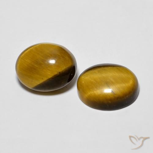5.69 ctw Brown Tiger's Eye Stones, Natural Tiger's Eye in Oval Cabochon Shape for Sale