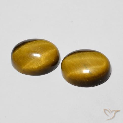 Tiger's Eye Gemstones in 10 x 8 mm (calibrated) Size for Sale, Tiger's Eye Stones in Golden Brown Color