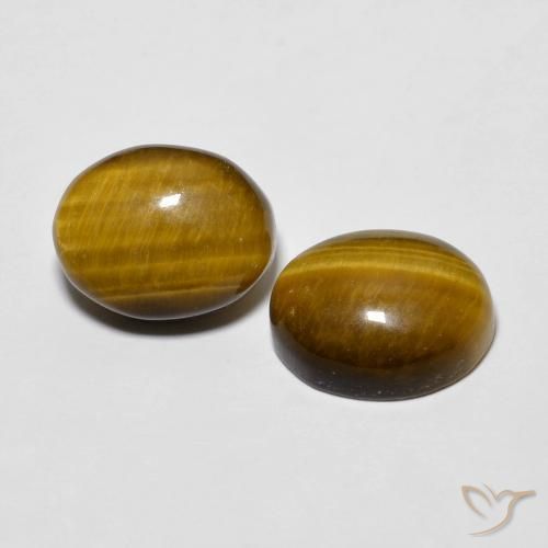 6.12 ctw Brown Tiger's Eye Stones, Natural Tiger's Eye in Oval Cabochon Shape for Sale
