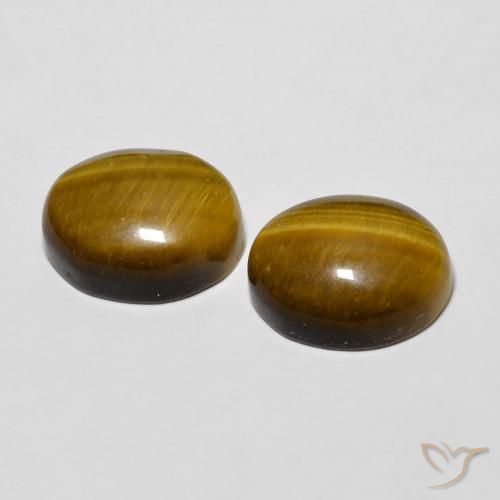 Tiger's Eye Gemstones in 10 x 8 mm (calibrated) Size for Sale, Tiger's Eye Stones in Warm Brown Color