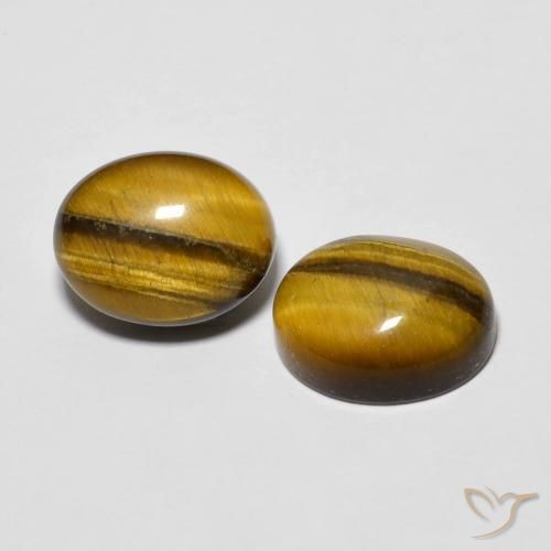 6.15 ctw Brown Tiger's Eye Stones, Natural Tiger's Eye in Oval Cabochon Shape for Sale