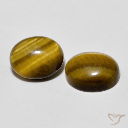 5.71 ctw Brown Tiger's Eye Stones, Natural Tiger's Eye in Oval Cabochon Shape for Sale