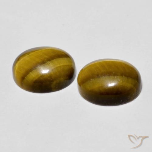 Tiger's Eye Gemstones in 10 x 8 mm (calibrated) Size for Sale, Tiger's Eye Stones in Yellowish Brown Color