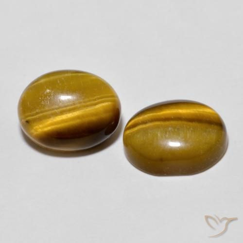 5.60 ctw Brown Tiger's Eye Stones, Natural Tiger's Eye in Oval Cabochon Shape for Sale