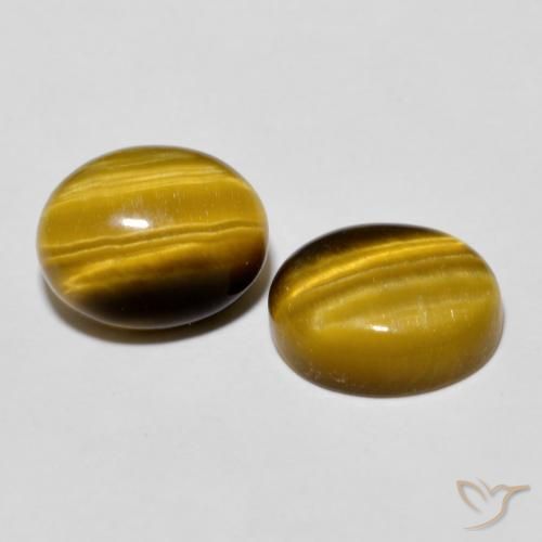 5.72 ctw Brown Tiger's Eye Stones, Natural Tiger's Eye in Oval Cabochon Shape for Sale