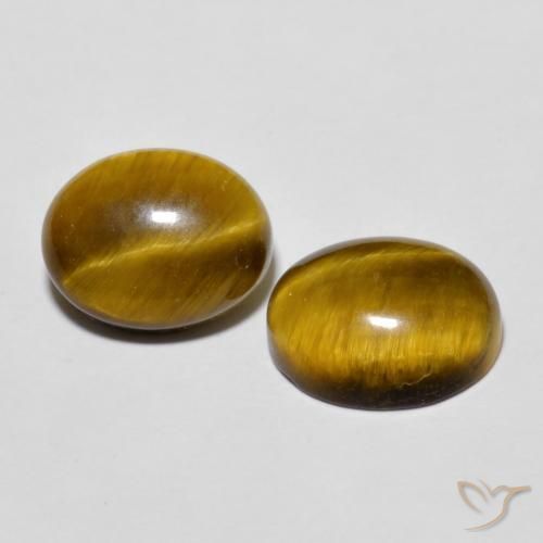 5.85 ctw Brown Tiger's Eye Stones, Natural Tiger's Eye in Oval Cabochon Shape for Sale