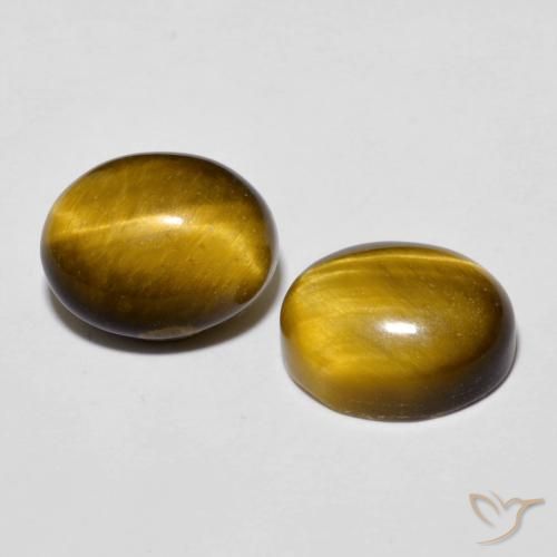 6.01 ctw Brown Tiger's Eye Stones, Natural Tiger's Eye in Oval Cabochon Shape for Sale