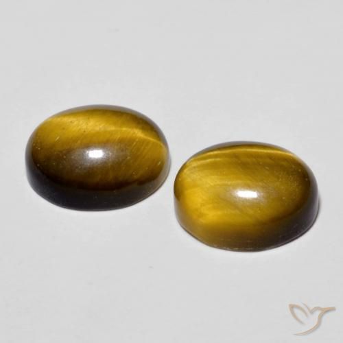 Tiger's Eye Gemstones in 10 x 8 mm (calibrated) Size for Sale, Tiger's Eye Stones in Medium Brown Color