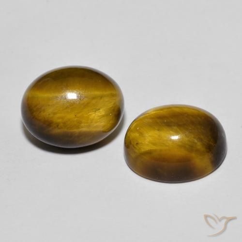 6.95 ctw Brown Tiger's Eye Stones, Natural Tiger's Eye in Oval Cabochon Shape for Sale