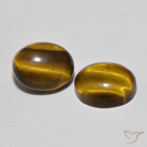6.06 ctw Brown Tiger's Eye Stones, Natural Tiger's Eye in Oval Cabochon Shape for Sale