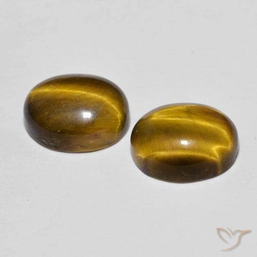 Tiger's Eye Gemstones in 10 x 8 mm (calibrated) Size for Sale, Tiger's Eye Stones in Golden Brown Color