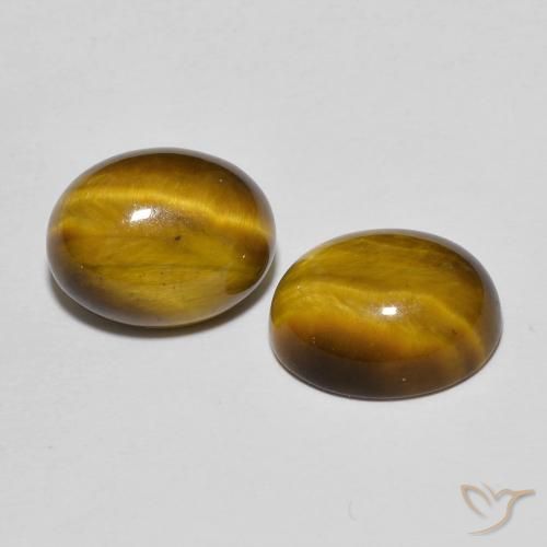 6.11 ctw Brown Tiger's Eye Stones, Natural Tiger's Eye in Oval Cabochon Shape for Sale