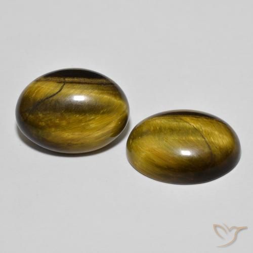 16.57 ctw Brown Tiger's Eye Stones, Natural Tiger's Eye in Oval Cabochon Shape for Sale