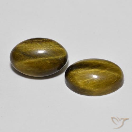 8.31 ctw Brown Tiger's Eye Stones, Natural Tiger's Eye in Oval Cabochon Shape for Sale