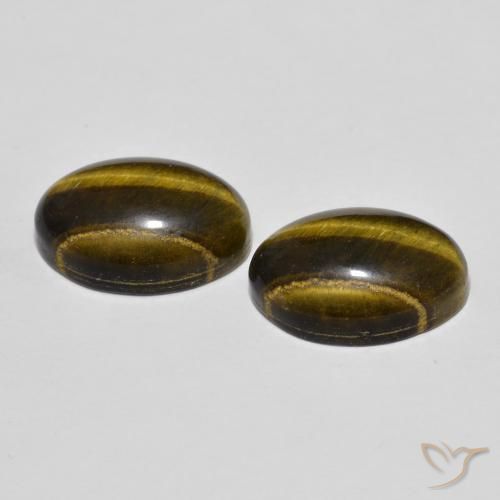 Tiger's Eye Gemstones in 12 x 8 mm (calibrated) Size for Sale, Tiger's Eye Stones in Warm Brown Color