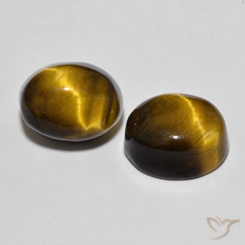 10.69 ctw Brown Tiger's Eye Stones, Natural Tiger's Eye in Oval Cabochon Shape for Sale