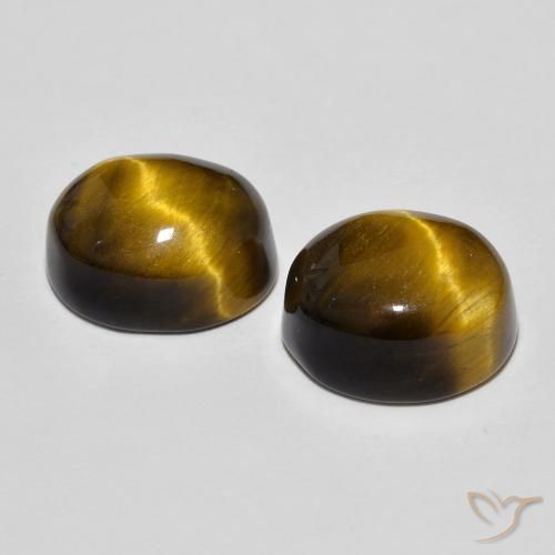 Tiger's Eye Gemstones in 11.5 x 9 mm Size for Sale, Tiger's Eye Stones in Golden Brown Color