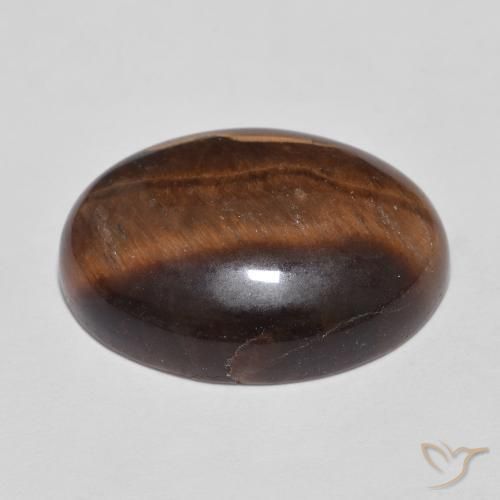 Tiger's Eye Gemstone in 18 x 13 mm (calibrated) Size for Sale, Tiger's Eye Stone in Hickory Brown Color