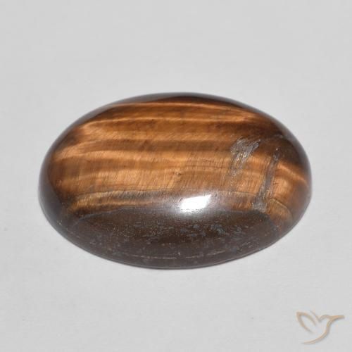 Tiger's Eye Gemstone in 18 x 13 mm (calibrated) Size for Sale, Tiger's Eye Stone in Deep Cinnamon Brown Color