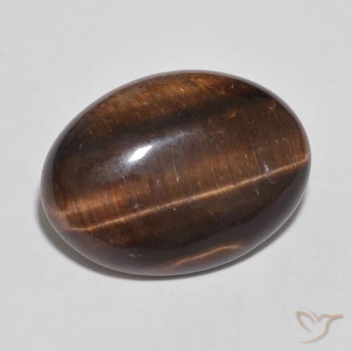 8.77 ct Brown Tiger's Eye Stone, Natural Tiger's Eye in Oval Cabochon Shape for Sale