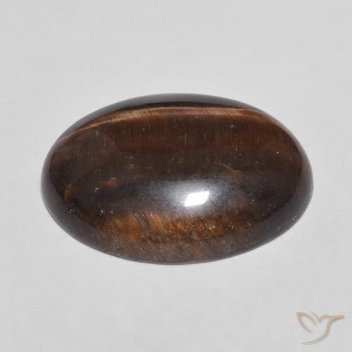 Tiger's Eye Gemstone in 18 x 13 mm (calibrated) Size for Sale, Tiger's Eye Stone in Hickory Brown Color