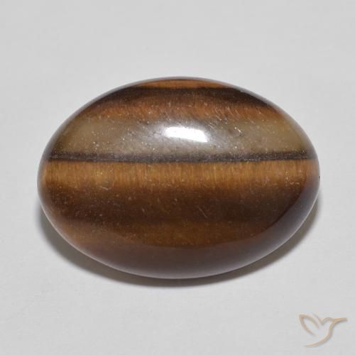 9.56 ct Brown Tiger's Eye Stone, Natural Tiger's Eye in Oval Cabochon Shape for Sale