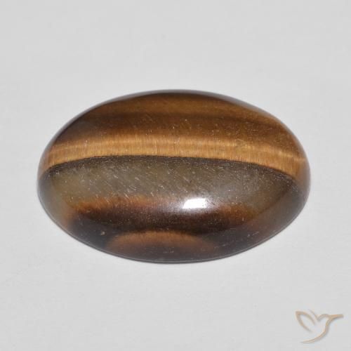 Tiger's Eye Gemstone in 18 x 13 mm (calibrated) Size for Sale, Tiger's Eye Stone in Deep Cinnamon Brown Color