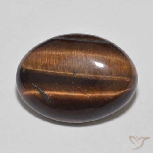 10.54ct Natural Medium Dark-Brown Tiger's Eye, Oval, Opaque