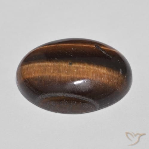 Tiger's Eye Gemstone in 18.5 x 13.7 mm Size for Sale, Tiger's Eye Stone in Medium Dark-Brown Color