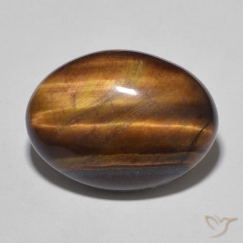 11.69ct Natural Medium Dark-Brown Tiger's Eye, Oval, Opaque