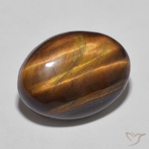 11.69 ct Brown Tiger's Eye Stone, Natural Tiger's Eye in Oval Cabochon Shape for Sale