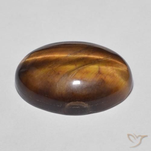 Tiger's Eye Gemstone in 18.4 x 13.5 mm Size for Sale, Tiger's Eye Stone in Medium Dark-Brown Color
