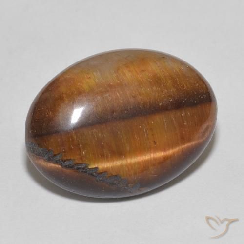 9.52 ct Brown Tiger's Eye Stone, Natural Tiger's Eye in Oval Cabochon Shape for Sale