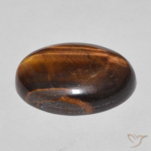 Tiger's Eye Gemstone in 18 x 13 mm (calibrated) Size for Sale, Tiger's Eye Stone in Medium Dark-Brown Color