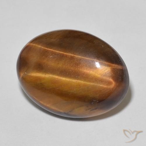 9.66 ct Brown Tiger's Eye Stone, Natural Tiger's Eye in Oval Cabochon Shape for Sale