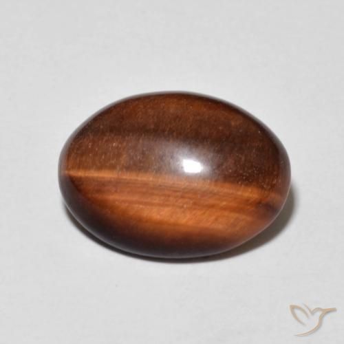 Oeil de Tigre Brun Ovale 14 x 10,3mm de l'Inde, poids de 4,4 ct, pierre gemme naturelle Non traité de pureté Opaque , 1 pièce Oeil de Tigre oval cabochon, couleur : Marron chaud, dureté de Mohs de 6.5 à 7 convient aux bijoux de tous les jours, pierre de sagesse, Photo A