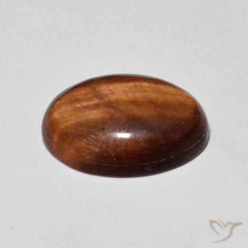 Tiger's Eye Gemstone in 14 x 10 mm (calibrated) Size for Sale, Tiger's Eye Stone in Medium Dark-Brown Color