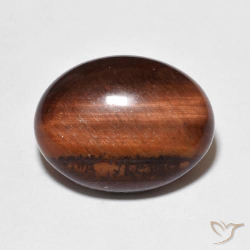 10.00ct Natural Medium Dark-Brown Tiger's Eye, Oval, Opaque