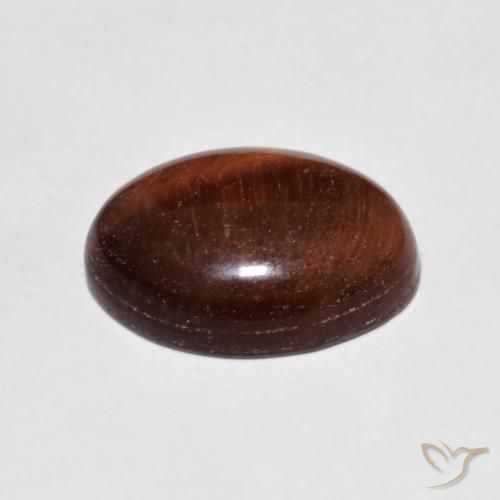 Tiger's Eye Gemstone in 14 x 10 mm (calibrated) Size for Sale, Tiger's Eye Stone in Medium Dark-Brown Color