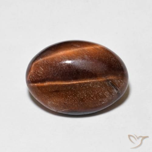 5.19ct Natural Medium Dark-Brown Tiger's Eye, Oval, Opaque