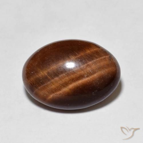 5.38ct Natural Medium Dark-Brown Tiger's Eye, Oval, Opaque
