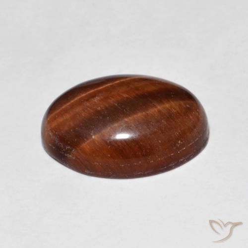 Tiger's Eye Gemstone in 14 x 10 mm (calibrated) Size for Sale, Tiger's Eye Stone in Medium Dark-Brown Color