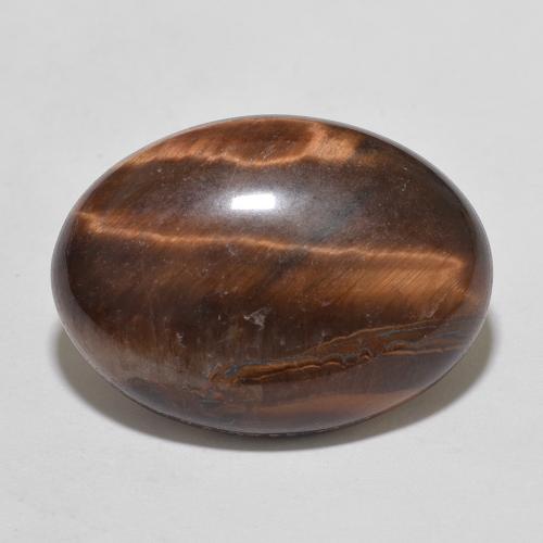 Oeil de Tigre Brun oval cabochon 9,21 ct de l'Inde, dimension 18,3 x 13,4mm, pierre gemme naturelle Non traité, pureté Opaque , 1 pièce Oeil de Tigre de couleur Marron chaud, dureté Mohs de 6.5 à 7 convient aux bijoux de tous les jours, pierre de sagesse, Photo A