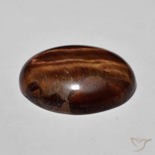 Tiger's Eye Gemstone in 18 x 13 mm (calibrated) Size for Sale, Tiger's Eye Stone in Warm Brown Color