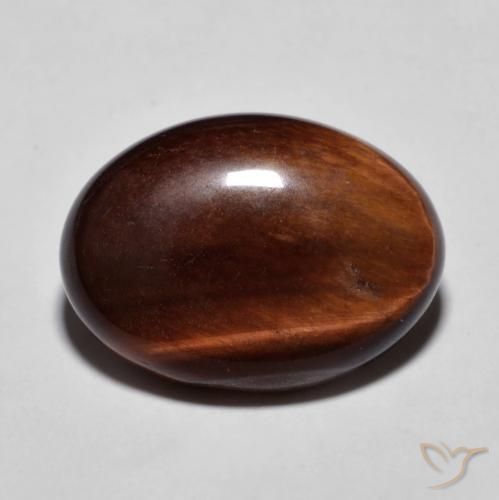 10.42ct Natural Medium Dark-Brown Tiger's Eye, Oval, Opaque
