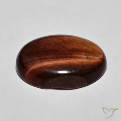Tiger's Eye Gemstone in 18 x 13 mm (calibrated) Size for Sale, Tiger's Eye Stone in Medium Dark-Brown Color